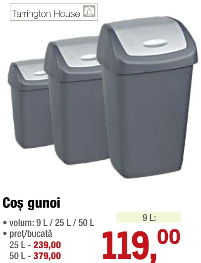 Coș de gunoi Tarrington House, 9 L