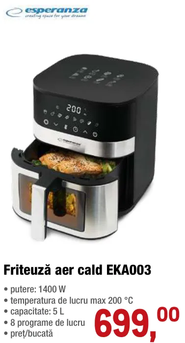 Friteuză cu aer cald Esperanza EKA003, 5 L