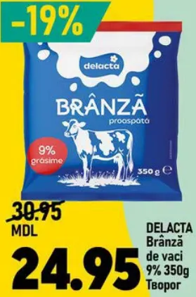 DELACTA Brânză de vaci 9%, 350 g