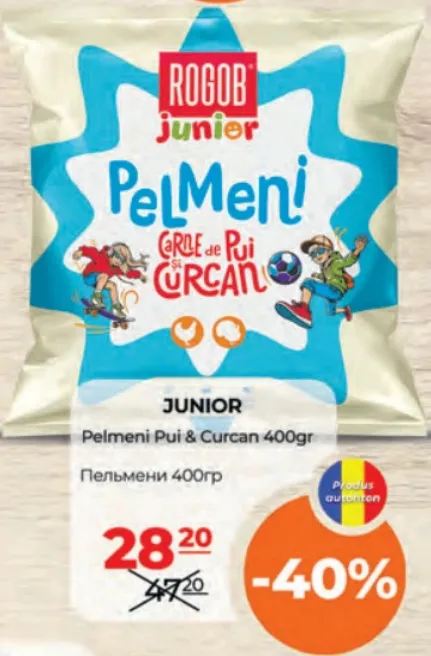 JUNIOR Pelmeni cu pui și curcan, 400 g