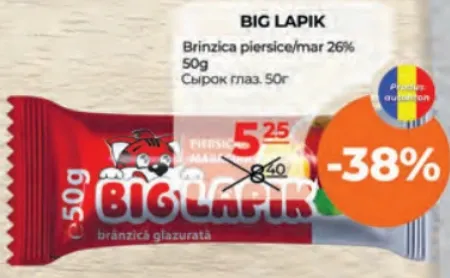 Big Lapik Brânzică cu piersică și măr 26%, 50 g