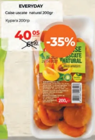 Caise uscate naturale EveryDay, 200 g