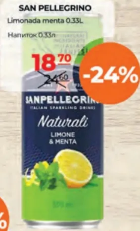 San Pellegrino Limonadă cu mentă, 0.33 l