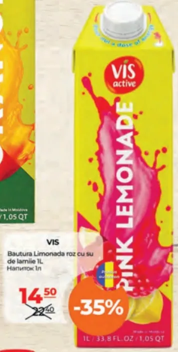 VIS Băutură limonadă roz cu suc de lămâie, 1 L