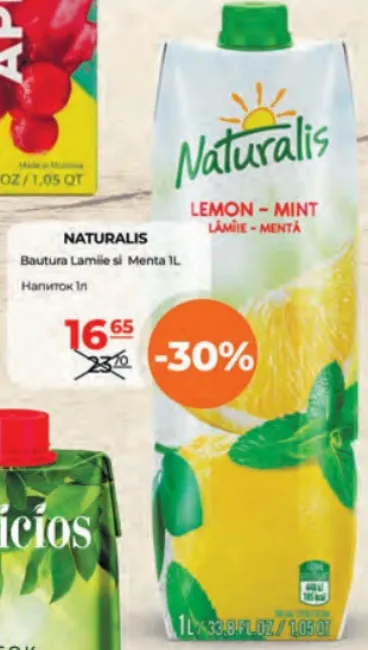 NATURALIS Băutură lămâie și mentă, 1 L