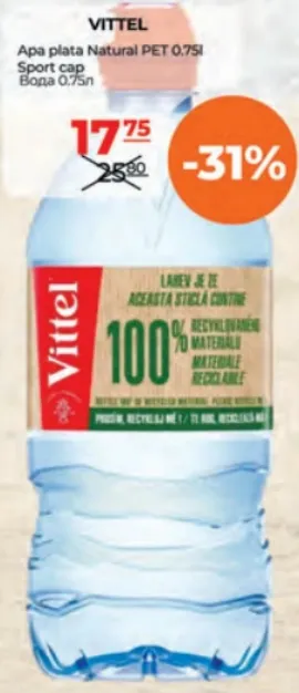 Apă naturală plată Vittel cu capac sport