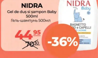NIDRA Gel de duș și șampon Baby, 500 ml