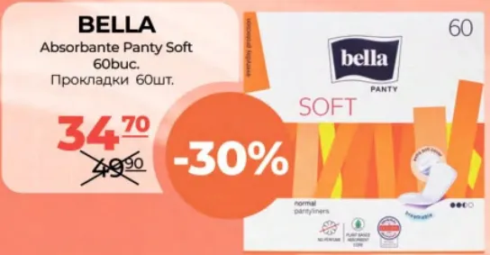 BELLA Absorbante Panty Soft, 60 buc.