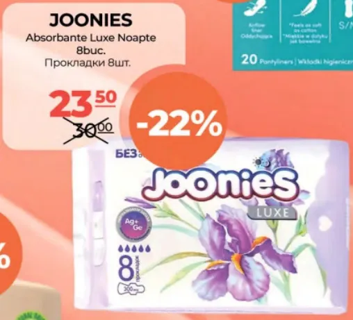JOONIES Absorbante Luxe Noapte, 8 buc.