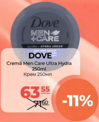DOVE Cremă Men Care Ultra Hydra, 250 ml
