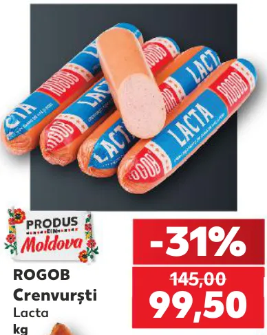 Crenvurști Lacta ROGOB, 1 kg