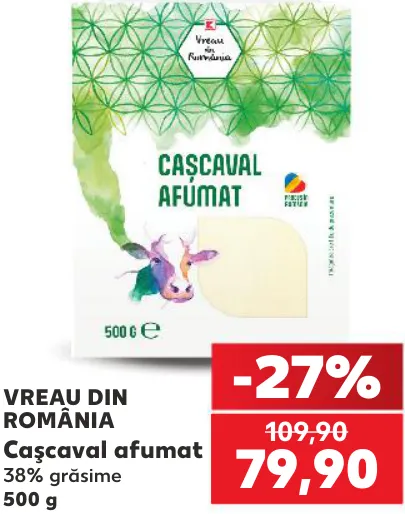 VREAU DIN ROMÂNIA Cașcaval afumat, 500 g
