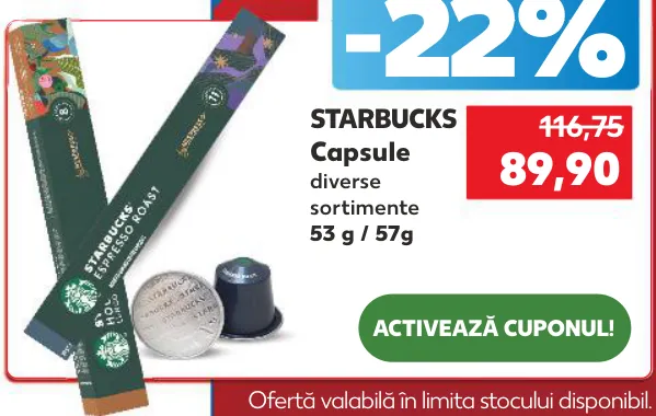 Cafea în capsule STARBUCKS, diverse sortimente, 53 g / 57 g