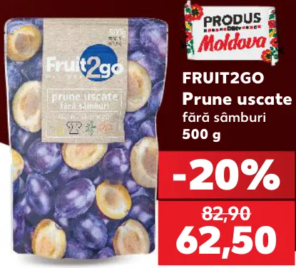 Fruit2Go Prune uscate fără sâmburi, 500 g