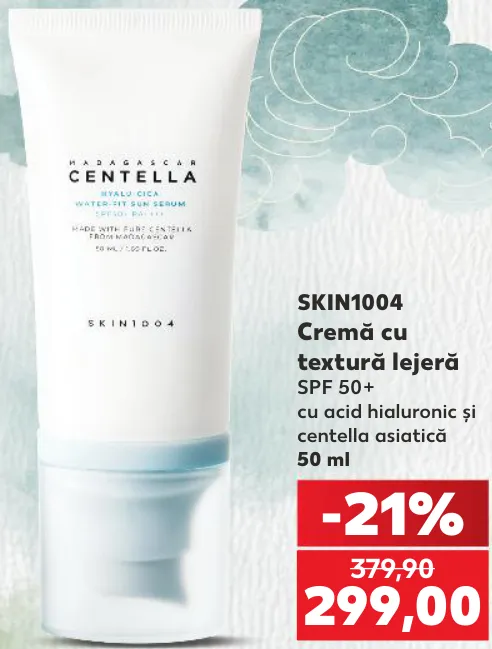 SKIN1004 Крем із легкою текстурою SPF 50+ з гіалуроновою кислотою та центелою азійською, 50 ml