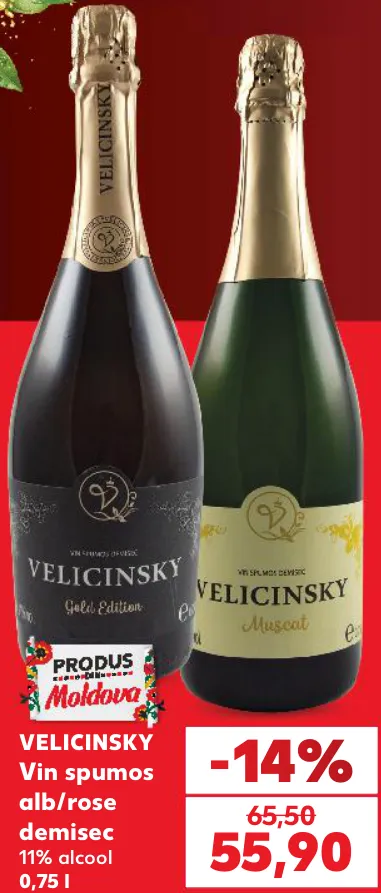 VELICINSKY Vin spumos alb/rose demisec, 0,75 l