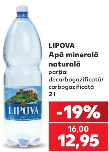 Природна мінеральна вода Lipova, частково дегазована/газована, 2 l