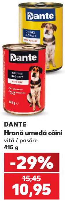 Hrană umedă pentru câini Dante, vită / pasăre, 415 g