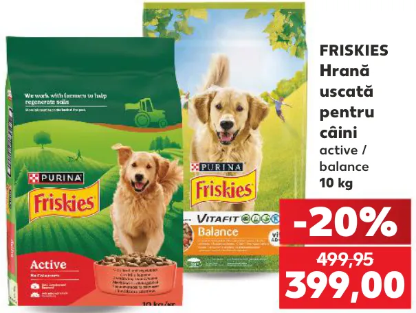 Hrană uscată pentru câini Friskies, Active / Balance, 10 kg