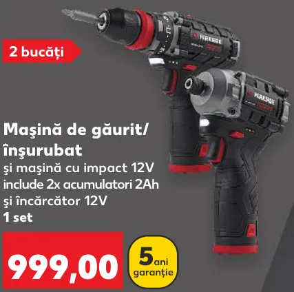 PARKSIDE PERFORMANCE Mașină de găurit/înșurubat și mașină cu impact 12V — 1 set / 2 bucăți
