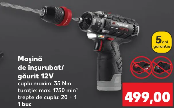 PARKSIDE PERFORMANCE Mașină de înșurubat/găurit 12V — 1 buc