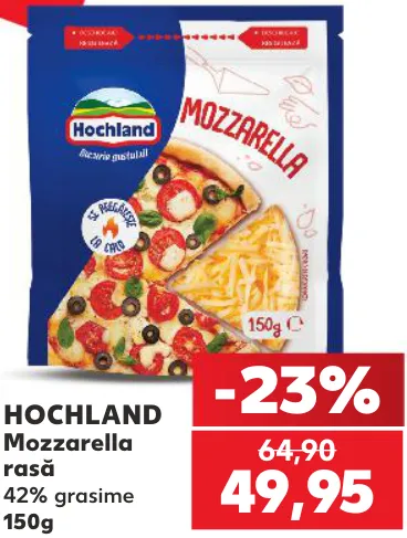 Mozzarella Hochland rasă, 42% grăsime, 150 g