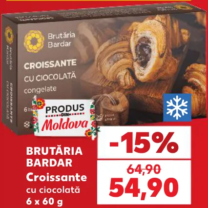 Brutăria Bardar Croissante cu ciocolată, 6 × 60 g