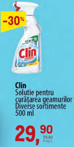 Soluție pentru curățarea geamurilor Clin, 500 ml