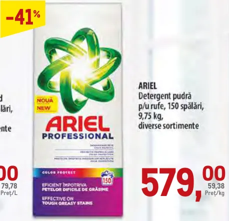 ARIEL Detergent pudră pentru rufe, 9,75 kg