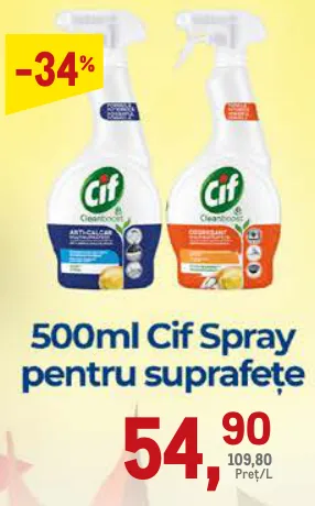 Spray pentru suprafețe Cif, 500 ml