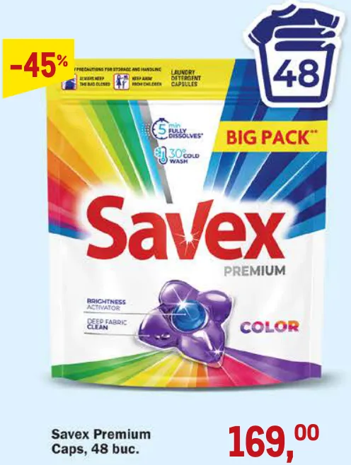 Capsule pentru spălat Savex Premium, 48 buc.