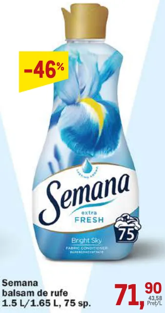 Кондиціонер для білизни Semana, 1,5 л / 1,65 л