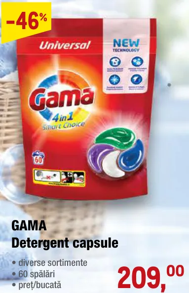 GAMA Capsule pentru spălat, 60 spălări