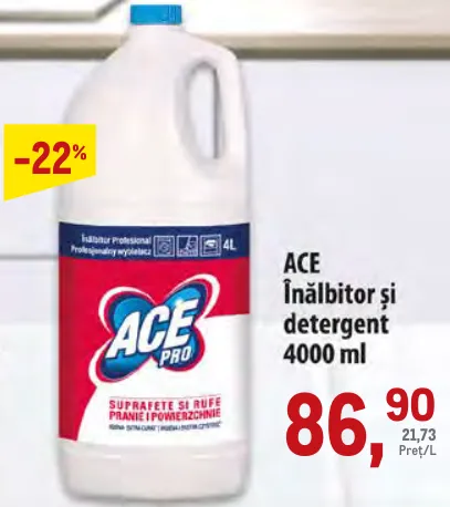ACE Înălbitor și detergent, 4000 ml