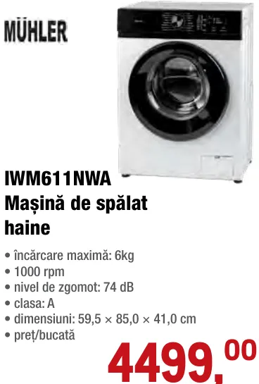 MÜHLER IWM611NWA Mașină de spălat haine