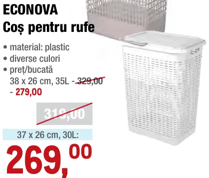 ECONOVA Coș pentru rufe 30 L