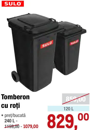 Сміттєвий контейнер на колесах SULO, 120 л