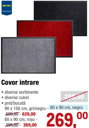 Придверный коврик METRO Professional 60 × 90 см, чёрный