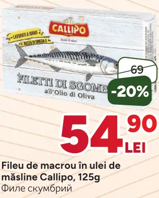 Fileu de macrou în ulei de măsline Callipo, 125 g