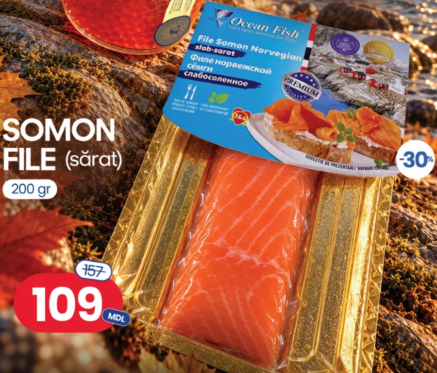Ocean Fish Somon file (sărat), 200 g