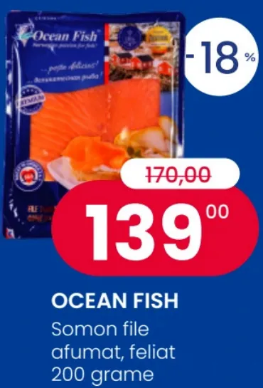 Ocean Fish File de somon afumat, feliat, 200 g