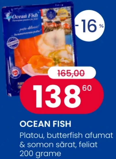 Ocean Fish Platou cu felii de butterfish afumat și somon sărat, 200 g