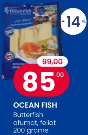 Ocean Fish Butterfish afumat, feliat, 200 g