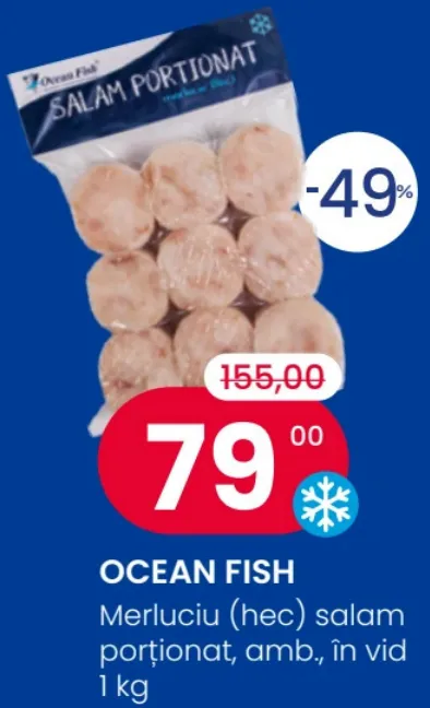 OCEAN FISH Merluciu (hec), salam porționat, ambalat în vid, 1 kg