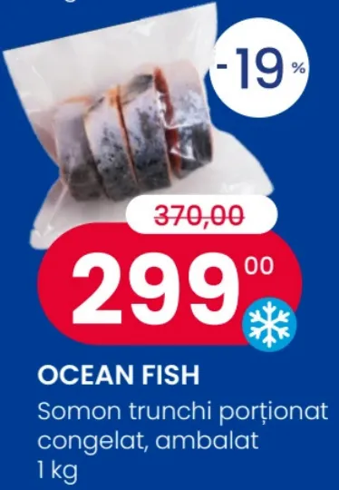 OCEAN FISH Somon trunchi porționat, congelat, ambalat, 1 kg