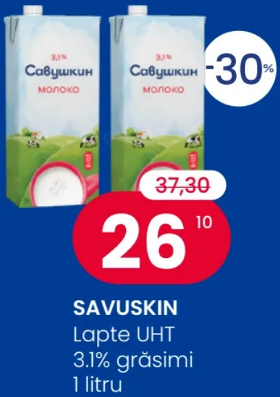 SAVUSKIN Lapte UHT, 3.1% grăsimi, 1 litru
