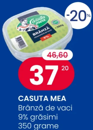 CASUTA MEA Brânză de vaci, 9% grăsimi, 350 grame