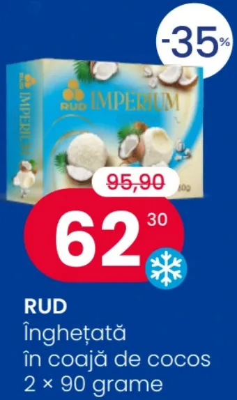 RUD Înghețată în coajă de cocos, 2 × 90 g