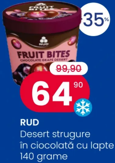 RUD Desert din struguri în ciocolată cu lapte, 140 g