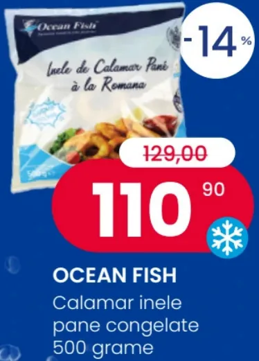 OCEAN FISH Inele de calamar pane congelate, 500 g